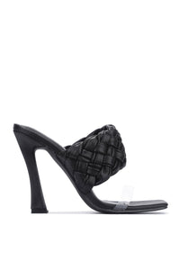 Black Braided Clear Vinyl Mule