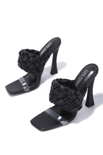 Black Braided Clear Vinyl Mule