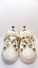 Load image into Gallery viewer, Chunky White Mesh Jeweled Platform Sneaker