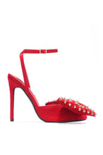 Load image into Gallery viewer, Red Spiked Bow Heels