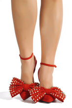 Load image into Gallery viewer, Red Spiked Bow Heels