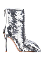 Load image into Gallery viewer, Silver Sequin Bow Bootie