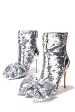 Load image into Gallery viewer, Silver Sequin Bow Bootie