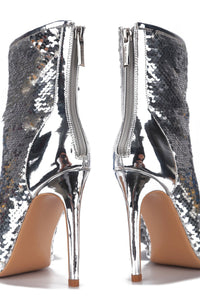 Silver Sequin Bow Bootie