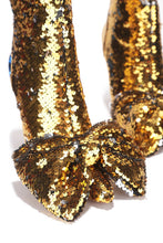 Load image into Gallery viewer, Gold Bow Sequin Bootie