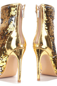 Gold Bow Sequin Bootie