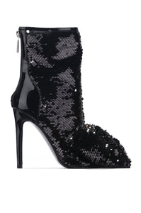 Black Bow Sequin Booties