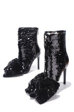 Load image into Gallery viewer, Black Bow Sequin Booties