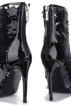 Load image into Gallery viewer, Black Bow Sequin Booties