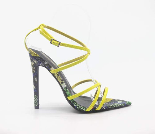 Yellow Multi Snake Strappy Heels