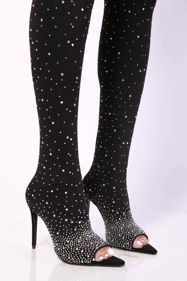 Bedazzled thigh store high boots