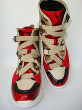 Load image into Gallery viewer, Red Multi Snake High Top Sneaker