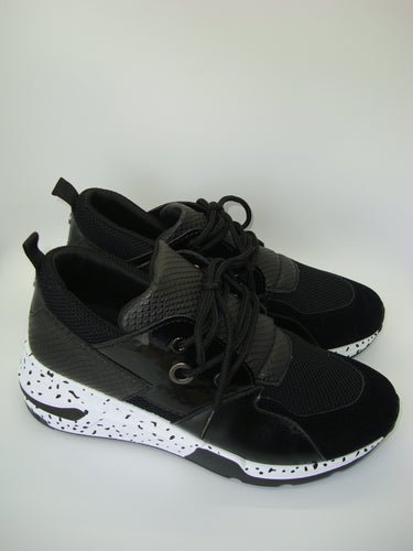 Black Snakeskin Platform Sneaker