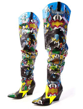 Load image into Gallery viewer, Multi Snake Slouchy Thigh High Cowgirl Boot