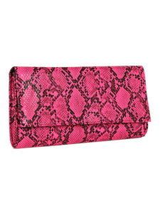 Hot Pink Snake Crossbody Clutch