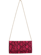 Load image into Gallery viewer, Hot Pink Snake Crossbody Clutch