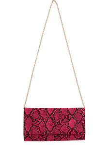 Hot Pink Snake Crossbody Clutch