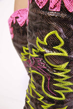Load image into Gallery viewer, Pink Snake Multi Slouchy Thigh High Cowgirl Boot