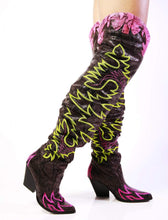 Load image into Gallery viewer, Pink Snake Multi Slouchy Thigh High Cowgirl Boot