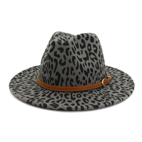 Gray Leopard Fedora Hat