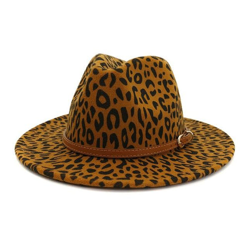 Tan Leopard Fedora Hat