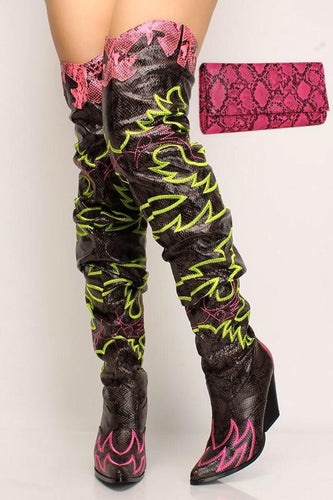 Pink Thigh High Cowgirl Boot & Clutch Bundle